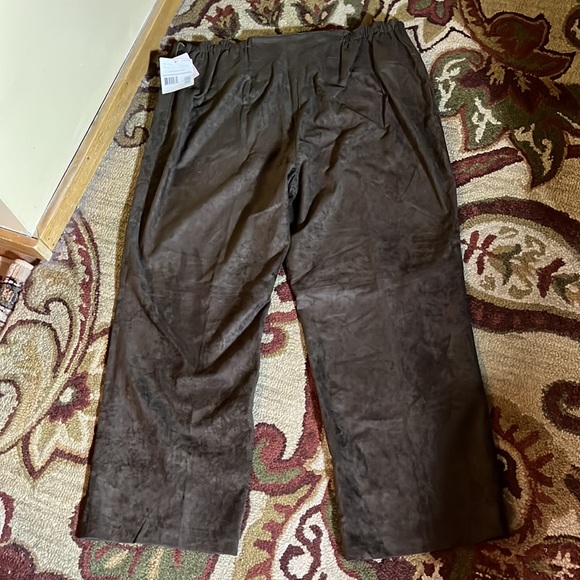 LIZ CLAIBORNE Women Size 22W Brown Suede Look Pant Side-Zip Stretch Luxe $85 NEW - Picture 3 of 16